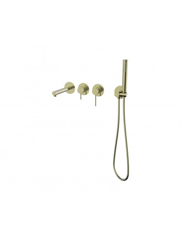 Bateria Wannowa ścienna LUGO CMB7554BGL Z Zestawem Natryskowym Złoto Szczotkowane