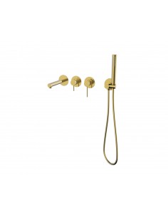 Bateria wannowa ścienna LUGO CMB7554GL z zestawem natryskowym Złota