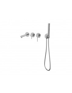 Bateria wannowa ścienna Corsan LUGO CMB7554BSL z zestawem natryskowym Szczotkowana Stal