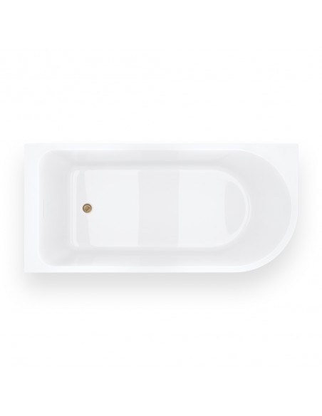 Wanna narożna INVELIA V220XLLBGL 170x80 cm Montaż lewostronny Korek klik klak Złoto szczotkowane