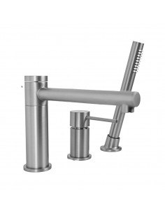 Bateria wannowa 3 otworowa LUGO CMB7542BSL z wylewką i słuchawką prysznicową Stal szczotkowana 2