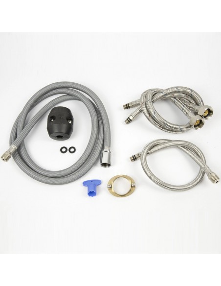 Bateria wannowa 3 otworowa LUGO CMB7542BSL z wylewką i słuchawką prysznicową Stal szczotkowana