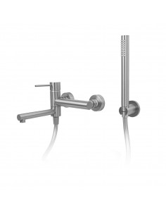 Bateria wannowa ścienna LUGO CMZ7541BSL z zestawem natryskowym Stal szczotkowana