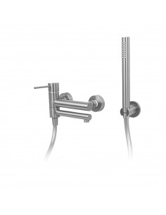 Bateria wannowa ścienna LUGO CMZ7541BSL z zestawem natryskowym Stal szczotkowana 2