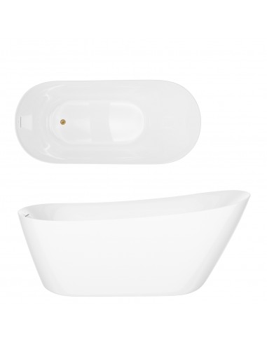 Wanna wolnostojąca ESTELLA II SLIM V038XLBGL 170 cm Korek klik klak Złoto szczotkowane