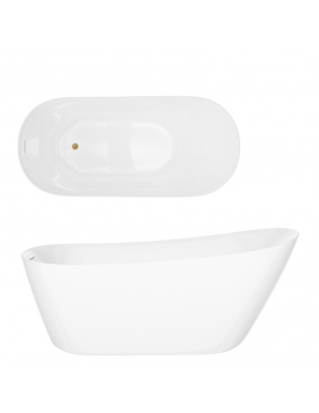 Wanna wolnostojąca ESTELLA II SLIM V038XLBGL 170 cm Korek klik klak Złoto szczotkowane