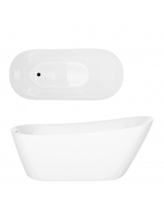 Wanna wolnostojąca ESTELLA II SLIM V038XLBL 170 cm Korek klik klak Czarny