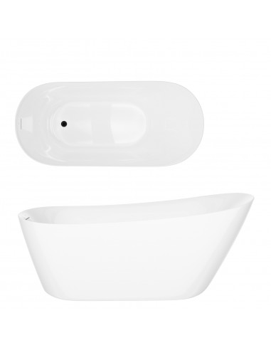 Wanna wolnostojąca ESTELLA II SLIM V038XLBL 170 cm Korek klik klak Czarny