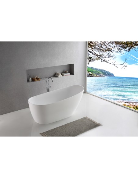 Wanna wolnostojąca ESTELLA II SLIM V038XLBL 170 cm Korek klik klak Czarny