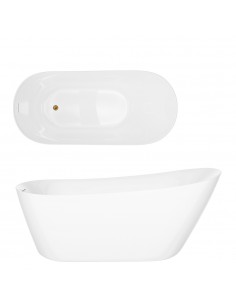 Wanna Wolnostojąca ESTELLA II SLIM V038XLGL 170 Cm Korek Klik Klak Złoty