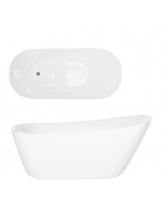 Wanna wolnostojąca ESTELLA II V038XLRG SLIM 170 cm Korek klik klak Różowe złoto