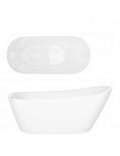 Wanna wolnostojąca ESTELLA II SLIM V038XLWH 170 cm Korek klik klak Biały