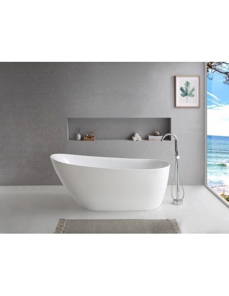 Wanna wolnostojąca ESTELLA II SLIM V038XLWH 170 cm Korek klik klak Biały