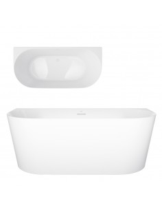 Wanna przyścienna MONO V029XLSWH Slim 170 cm Przelew szczelinowy Korek klik klak Biały