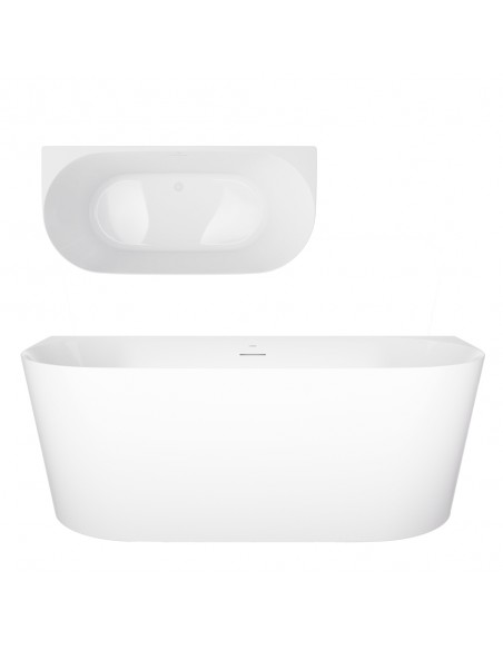 Wanna Przyścienna MONO V029XLSWH Slim 170 Cm Przelew Szczelinowy Korek Klik Klak Biały