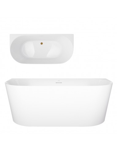 Wanna Przyścienna MONO V029XLSGL Slim 170 Cm Przelew Szczelinowy Korek Klik Klak Złoty