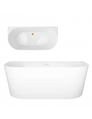 Wanna Przyścienna MONO V029XLSBGL Slim 170 Cm Przelew Szczelinowy Korek Klik Klak Złoto Szczotkowane