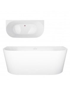 Wanna przyścienna MONO V029XLSBRG Slim 170 cm Przelew szczelinowy Korek klik klak Miedź Szczotkowana