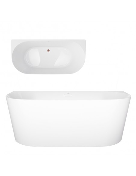 Wanna Przyścienna MONO V029XLSBRG Slim 170 Cm Przelew Szczelinowy Korek Klik Klak Miedź Szczotkowana