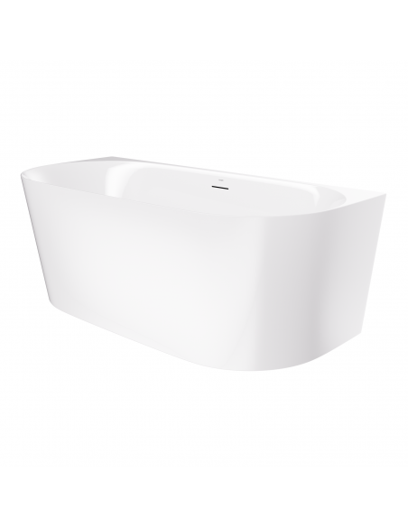 Wanna Przyścienna MONO V029LWH Slim 160 Cm Przelew Szczelinowy Korek Klik Klak Biały