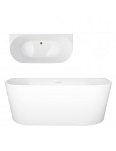 Wanna Przyścienna MONO V029LSGL Slim 160 Cm Przelew Szczelinowy Korek Klik Klak Złoty