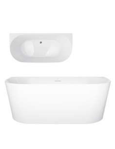 Wanna przyścienna MONO V029LSCH Slim 160 cm Przelew szczelinowy Korek klik klak Chrom