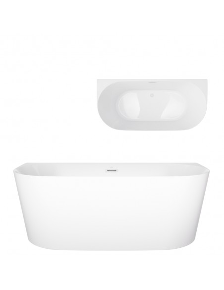 Wanna Przyścienna MONO E029XLSWH Slim 170 Cm Korek Klik Klak Biały