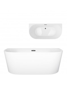 Wanna przyścienna MONO E029XLSBL Slim 170 cm Korek klik klak Czarny