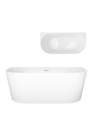 Wanna Przyścienna MONO E029LSWH Slim 160 Cm Korek Klik Klak Biały