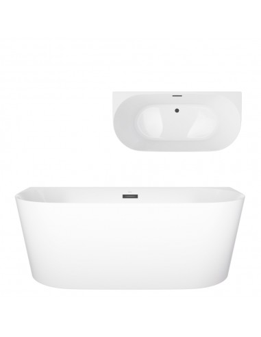 Wanna Przyścienna MONO E029LSBL Slim 160 Cm Korek Klik Klak Czarny