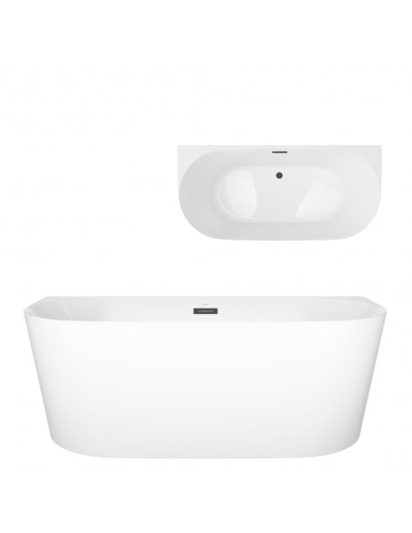 Wanna Przyścienna MONO E029LSBL Slim 160 Cm Korek Klik Klak Czarny