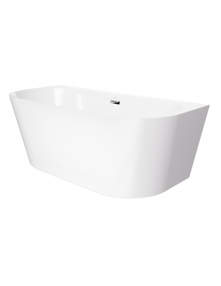 Wanna przyścienna wolnostojąca Corsan MONO E030LCH 160 cm z szeroką krawędzią Korek klik-klak Chrom