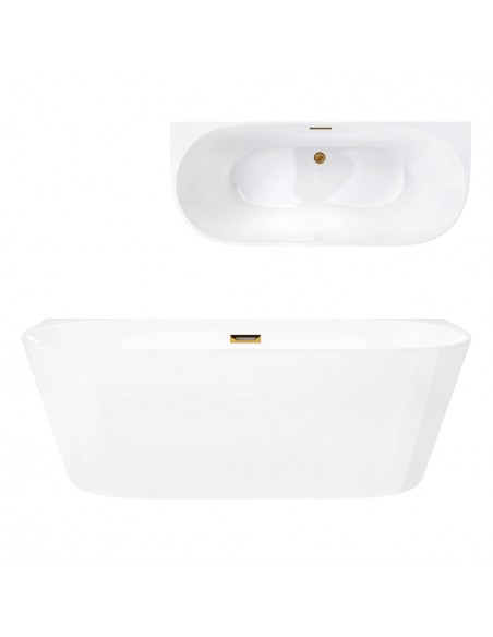 Wanna Przyścienna MONO E029LSBGL Slim 160 Cm Korek Klik Klak Szczotkowane Złoto