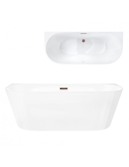 Wanna Przyścienna MONO E029LSRG Slim 160 Cm Korek Klik Klak Różowe Złoto