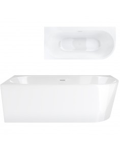 Wanna wolnostojąca narożna Corsan INTERO 170 x 80 z szeroką krawędzią Montaż lewostronny Korek klik-klak Biały