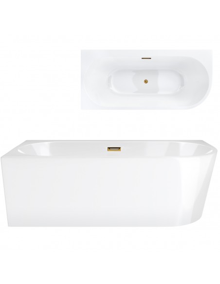 Wanna Wolnostojąca Narożna Corsan INTERO 170 X 80 Z Szeroką Krawędzią Montaż Lewostronny Korek Klik - Klak Złoty