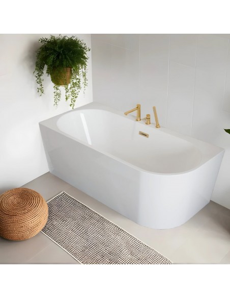 Wanna Wolnostojąca Narożna Corsan INTERO 170 X 80 Z Szeroką Krawędzią Montaż Lewostronny Korek Klik - Klak Złoty