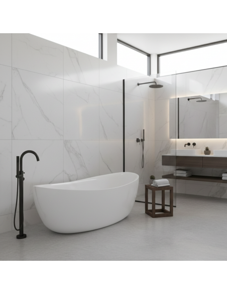 Wanna Wolnostojąca AVOLA V032XXLGM 180 Cm Przelew Szczelinowy Korek Klik Klak Gunmetal