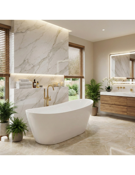 Wanna Wolnostojąca ESTELLA II V038XLGM SLIM 170 Cm Przelew Szczelinowy Korek Klik Klak Gunmetal