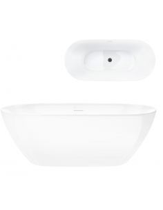 Wanna wolnostojąca OLVENA V041MGM 150 cm Przelew szczelinowy Korek klik klak Gunmetal