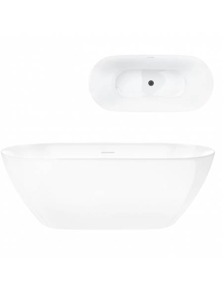 Wanna Wolnostojąca OLVENA V041MGM 150 Cm Przelew Szczelinowy Korek Klik Klak Gunmetal