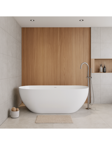 Wanna Wolnostojąca OLVENA V041MGM 150 Cm Przelew Szczelinowy Korek Klik Klak Gunmetal