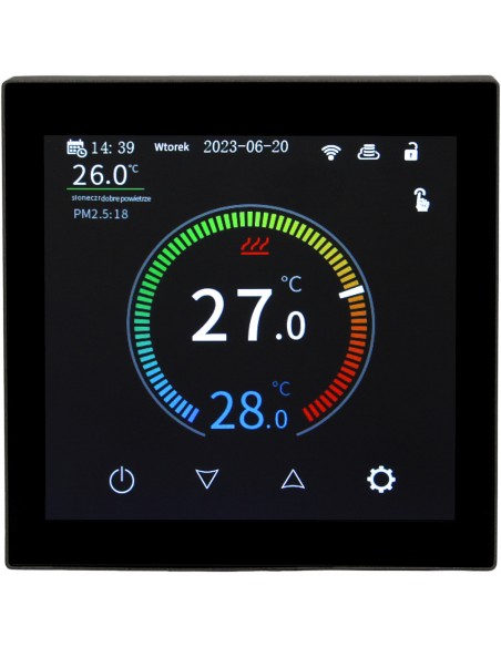 Termostat WiFi Wiper CX20 Premium czarny – elegancki sterownik ogrzewania podłogowego