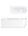 Wanna wolnostojąca narożna Corsan INTERO 160 x 74 z szeroką krawędzią Montaż lewostronny Korek klik-klak Biały