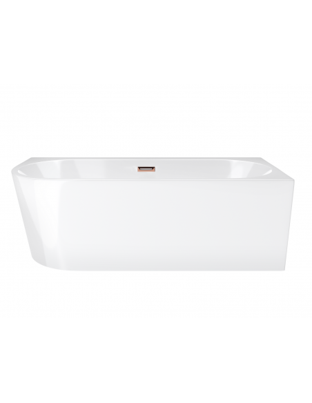 Wanna wolnostojąca narożna Corsan INTERO 170 x 80 z szeroką krawędzią Montaż prawostronny Korek klik-klak Miedziany / Różowe Zło