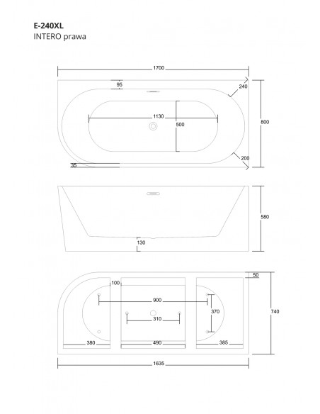 Wanna wolnostojąca narożna Corsan INTERO 170 x 80 z szeroką krawędzią Montaż prawostronny Korek klik-klak Miedziany / Różowe Zło