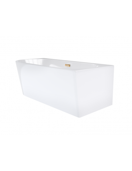 Wanna wolnostojąca narożna Corsan INTERO 170 x 80 z szeroką krawędzią Montaż prawostronny Korek klik-klak Miedziany / Różowe Zło