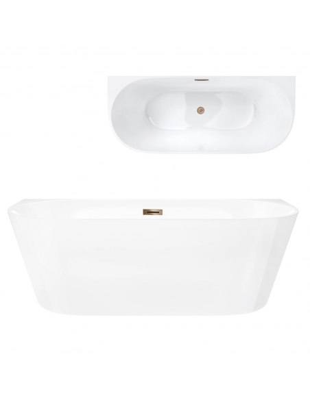 Wanna przyścienna MONO E029MBRG 150x74 cm Korek klik-klak Miedź Szczotkowana
