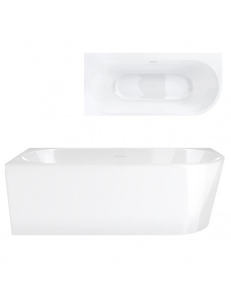 Wanna narożna INTERO V240LLWH 160 cm Montaż lewostronny Przelew szczelinowy Korek klik klak Biały