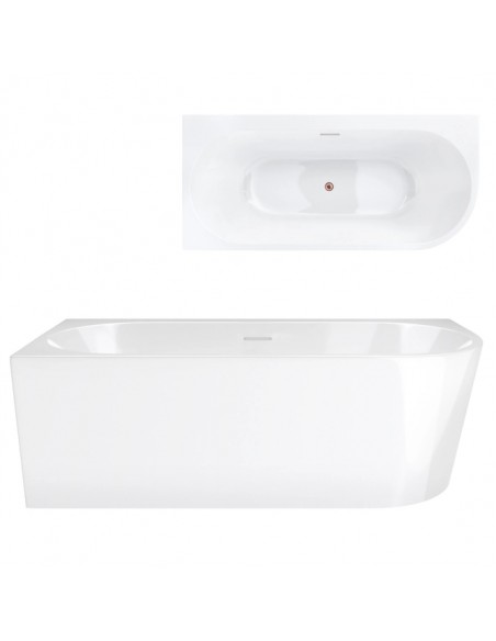 Wanna narożna INTERO V240LLBRG 160 cm Montaż lewostronny Przelew szczelinowy Korek klik klak Szczotkowane Różowe złoto